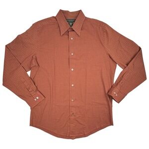 BANANA REPUBLIC Men's Large Stretch Classic Button Down Shirt Rust Red Casual